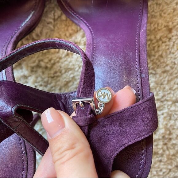 Michael Kors Mink Furry Purple Sandals Heel Size 7.5 - Picture 7 of 11